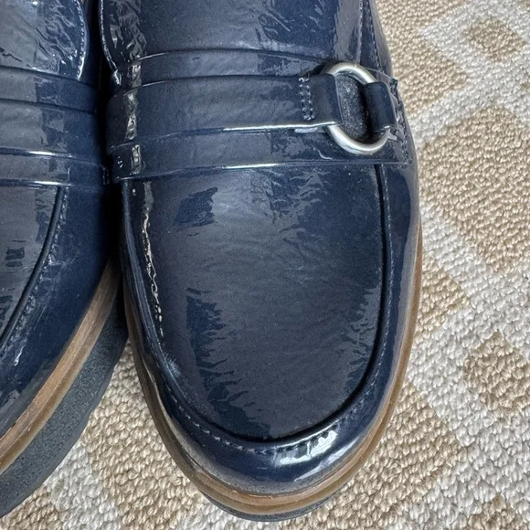 SOUL Naturalizer Navy Patent Platform Loafers Chunky Comfort Shoes 10W - Picture 15 of 17